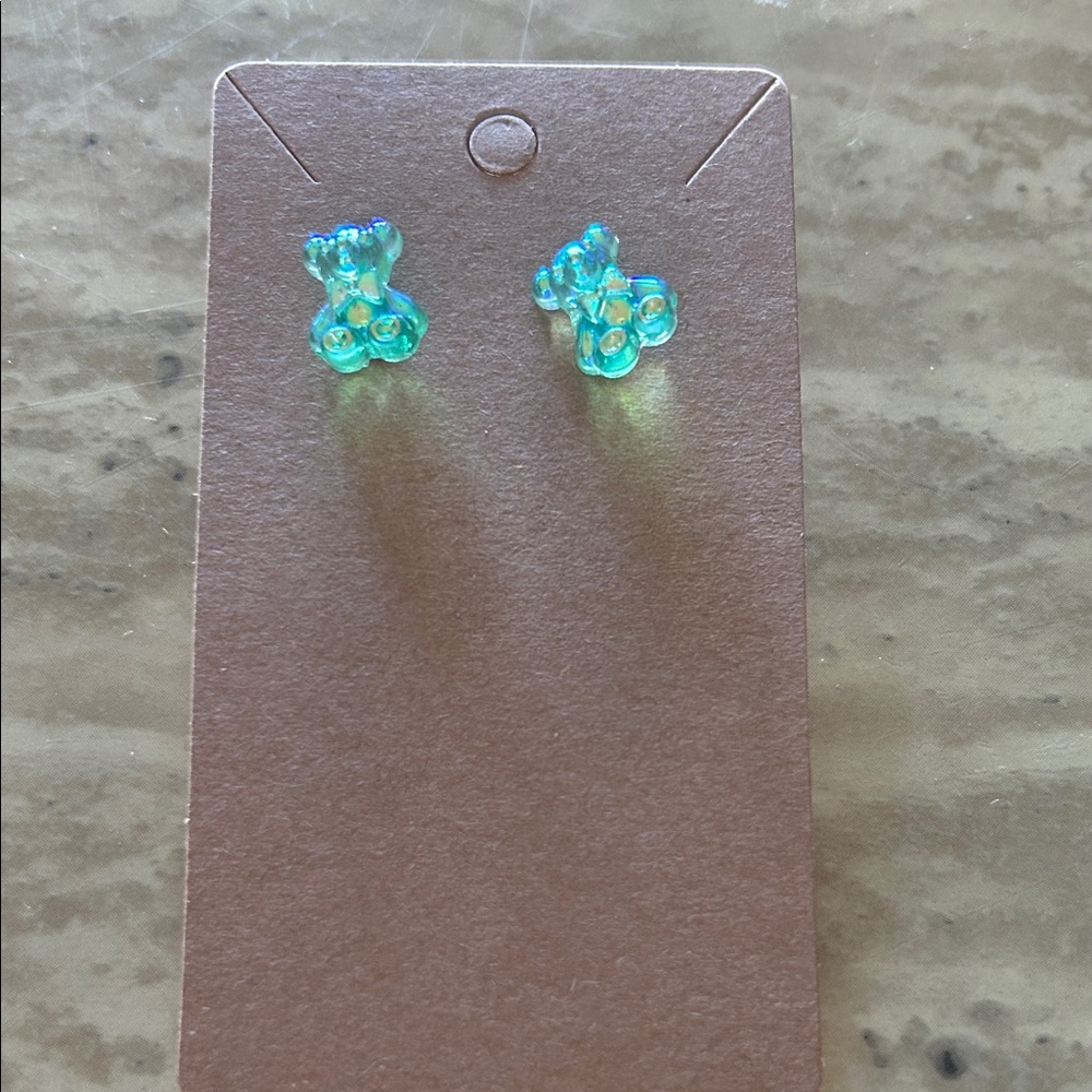 2/14 Iridescent Teddy Bear Crystal Stud Earrings NEW - Picture 8 of 9